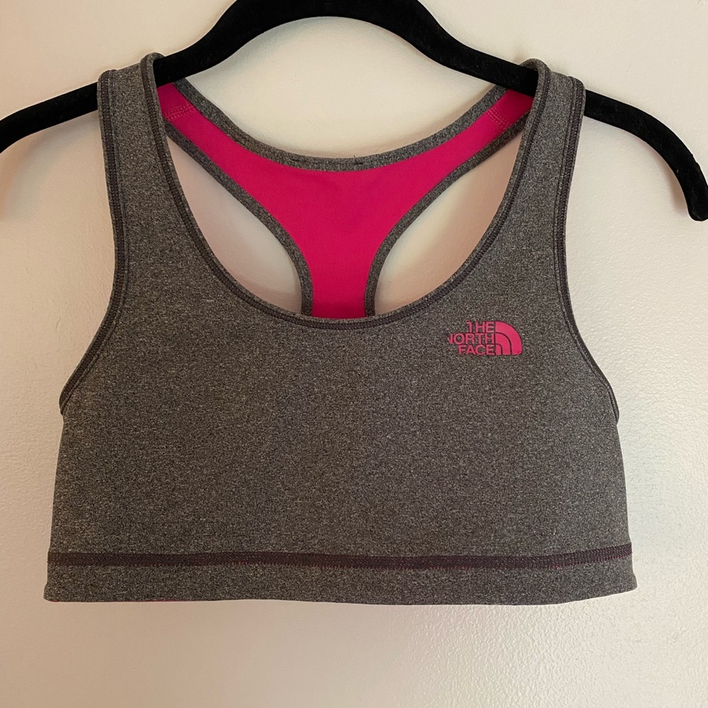 North Face Gray and Pink Reversible Sports Bra